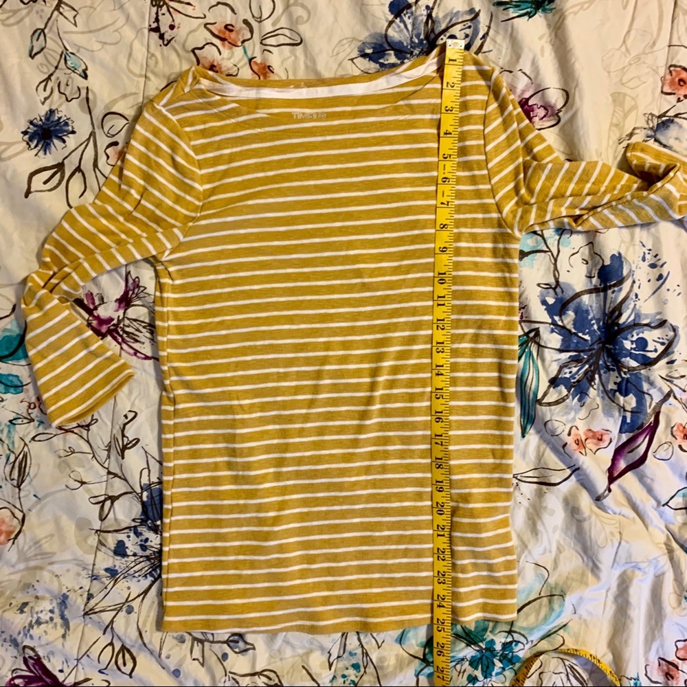 Yellow Striped 3/4 Sleeve Top - Picture 4 of 4